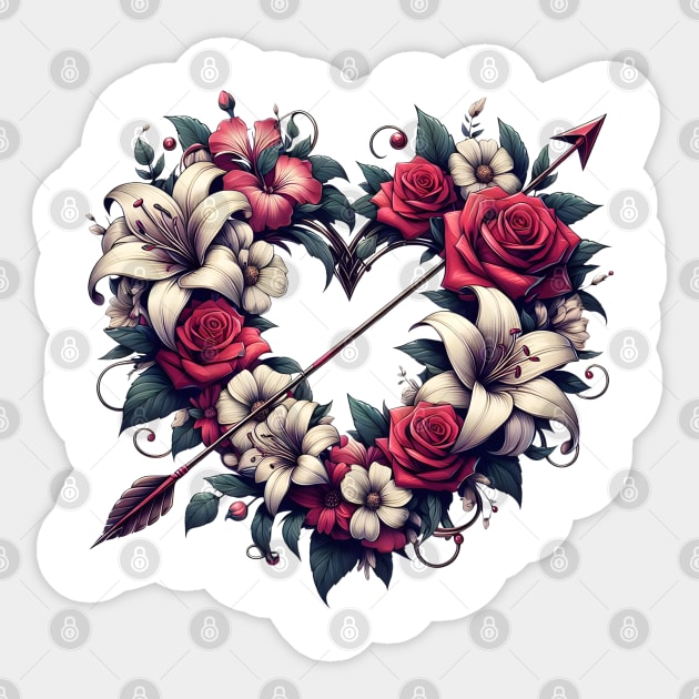 Eternal Bloom - A Symphony of Roses and Lilies Sticker by MakerMind8.2